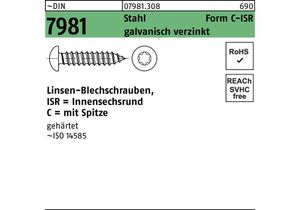 Linsen-Blechschrauben-C-H schwarz verzinkt DIN 7981 - 2,9 x