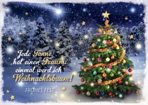 DeCoArt... 3  Weihnachtspostkarten Jede Tanne hat einen Traum: einmal werd ich Weihnachtsbaum