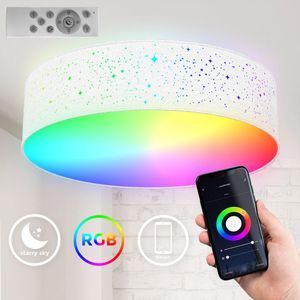 LED Stoffdeckenleuchte Wifi Smart Deckenlampe RGB CCT 18W 39cm App Fernbedienung