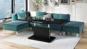 Design Couchtisch Tisch Aston Schwarz Matt stufenlos höhenverstellbar ausziehbar 120 bis 200cm Esstisch