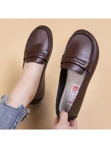 Damen Slipper Slip On Loafers Leichte Schuhe Rutschfeste Flache Freizeitschuhe Braun,Größe EU 36