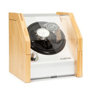 Klarstein Garonne 2, uutomatický naťahovač hodiniek, 1 otočný tanier na 2 hodinky, 3 rýchlosti otáčania, 4 režimy otáčania, bambusové puzdro, hliníkový ovládací panel, okienko z akrylového skla, bambus