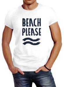 Sommer Herren T-Shirt Beach please Slim Fit Neverless® weiß XL