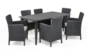 Allibert Diningset Lima-Miami 7-teilig anthrazit - Rattanoptik, wetterfest, Garten