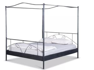 Himmelbett Laura – 140 x 200 cm / schwarz-silber-gewischt