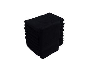 Waschhandschuhe Waschlappen 10er Set Schwarz 100 % Baumwolle Frottee 500g/m² 16x21