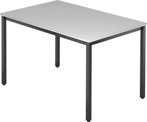 bümö Multifunktionstisch grau, Tisch 120 x 80 cm, Tischfuß vierkant in schwarz - einfacher Tisch klein, Besprechungstisch System D-Serie,
