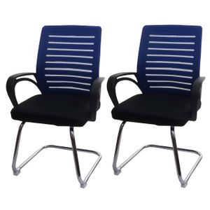 sada 2 konferenčných stoličiek HWC-K51, konzolová stolička pre návštevníkov, nosnosť 150 kg látka/textil ~ modrá
