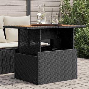 vidaXL Zahradní stůl černý 100x55x73 cm z polyratanu a akáciového dřeva