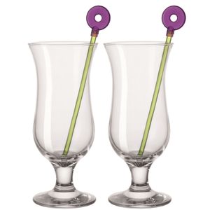LEONARDO Cocktailgläser-Set Hurricane Bar 4teilig mit 2 Cocktailpickern