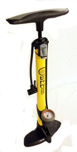 Fahrradpumpe BEE  mit Manometer Standpumpe GELB  für alle Fahrrad Ventile Pumpe 8 Bar