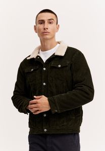 Herren BLEND Gefütterte Teddy Cord Jacke Streetwear Hemd Blouson Vintage Trucker Übergangsjacke, Farben:Khaki, Größe Jacken:XL