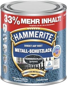 HAMMERITE Hammerschlaglack Effektlack Schwarz 1 l (33 % mehr Inhalt!)