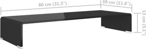 vidaXL TV-Tisch/Bildschirmerhöhung Glas Schwarz 80x30x13 cm