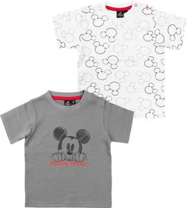 Disney Mickey Mouse Baby T-Shirt für Jungen und Mädchen - Shirt Babykleidung Kurzarm Weiß Grau (2er Pack) 62-68