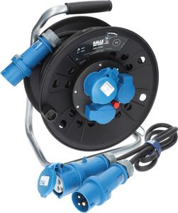 KALLE DAS KABEL Campingkabeltrommel CEE H07RN-F 3G 2,5 mm² 25 Meter 230V 16A  IP44 Set mit Anschlussleitung 1,5 Meter IP44