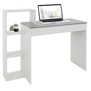 ML-Design Schreibtisch mit Regal, 110x72x40 cm, Weiß/Grau, aus Pressspan