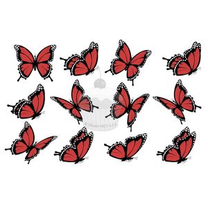 "Motýle červené 12ks" - A4  Caketools