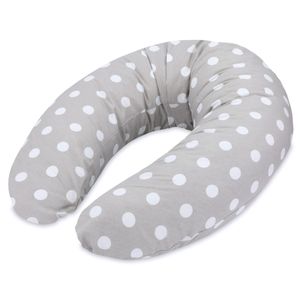 Stillkissen xxl Seitenschläferkissen Baumwolle - Pregnancy Pillow Schwangerschaftskissen Lagerungskissen Erwachsene 165x70 cm Tupfen auf Grau
