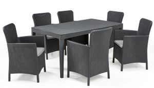 Allibert Diningset Girona-Miami 7-teilig anthrazit - Rattanoptik, wetterfest, Garten