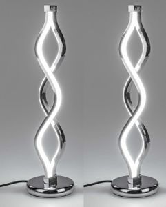 2er Set LED Tischlampen, Leuchten SPIRALE 2 silber H. 46cm Metall Formano