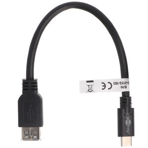 USB-C Stecker auf USB A Buchse mit Kabel schwarz 20cm