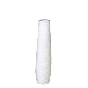 GILDE  Vase Catania Keramik Struktur matt weiß H. 75 x 18 cm,26457