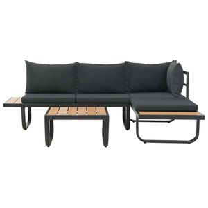 vidaXL 2-tlg. Garten-Ecksofa-Set mit Auflagen Aluminium WPC