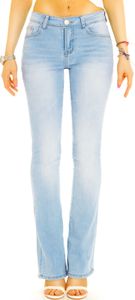 BE STYLED "Damen Medium Waist Bootcut Stretch Jeans Hosen in hellblau Schlagjeans Slim Fit Passform" (j14i) Gr.42