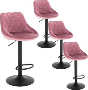 WOLTU Barhocker 4er Set, Barstuhl, Gute gepolsterte Sitzfläche aus Samt, Höhenverstellbar, 360° Drehbar, Rosa