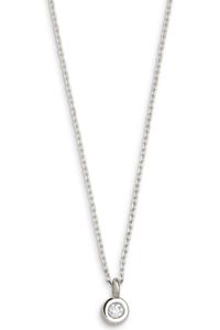 Xenox Damen Halskette 9 Karat 375er Weißgold mit Diamanten 0,02 ct Zargenfassung 42cm - Zarge XG4050/42