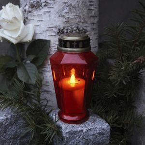 Best Season Display LED - Memorial Candle 15,5 cm, flackernd Material Kunststoff, Farbe rot,10 St., batt.betr, 068-99-61