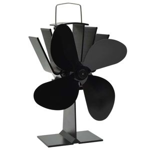 vidaXL Ventilátor na sporák s tepelným pohonem 4 lopatky černý