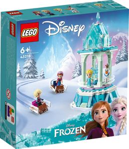 LEGO 43218 Disney Princess Annas und Elsas magisches Karussell, Die Eiskönigin Spielzeug, Inspiriert vom Frozen Eispalast mit 3 ikonischen Mikro-Puppen-Figuren und Olaf-Figur