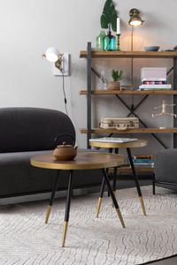 couchtisch Denise 40 x 61 cm Holz/Stahl braun/schwarz/schwarz/gold