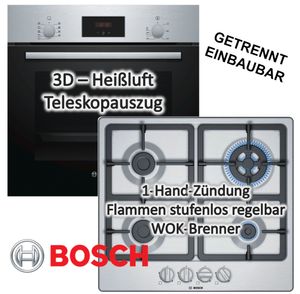 Herdset Bosch Einbau-Backofen Schnellaufheizung mit Gaskochfeld - autark, 60 cm