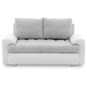 Sofa TOKIO VIII mit Schlaffunktion - Farben zur Auswahl - Bettkästen - STOFF LAWA 09 + SOFT 17 Hellgrau&Weiß