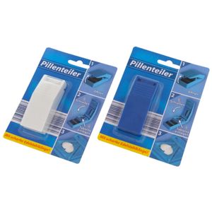 1 x Pillenteiler Tablettenteiler Pillenzerteiler 8,5x3x2 cm, blau oder weiß