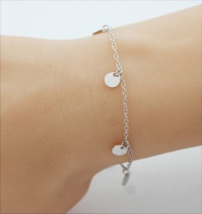Boho Armband Silber 925 Plättchen Kreis Anhänger 17+3cm Verlängerungskette Hippie Ibiza 17
