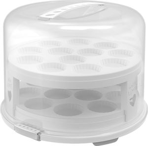 Tortenglocke XL mit Trays FRESH, Farbe:Transparent / Weiß