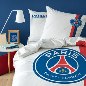 Paris Saint Germain Bettwäsche 135x200 + 80x80 cm 2 tlg., 100 % Baumwolle in Renforcé, offiziell lizenzierte Fußball FAN Bettwäsche PSG für Kinder, Teenager & Herren