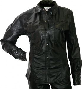 Damen Lederhemd Motorradhemd Lederjacke, Größe:38/M