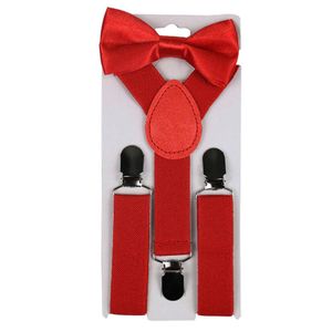 2 Stück/Set Hosenträger-Krawatte, Bonbonfarben, Y-Form, für Jungen und Mädchen, verstellbare Hosenträger-Schleife für den täglichen Gebrauch, Rot