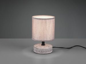 Keramik Tischleuchte braun mit Stoffschirm für die Fensterbank, Nachttischlampe