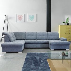 Selsey - Sofa in U-Form / Wohnlandschaft JAMAAL in Grau, regulierbare Rückenlehne, Schlaffunktion, Bettkasten, Ottomane rechts, 330 cm