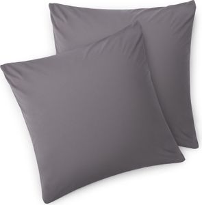 Blumtal Kissenbezug 80x80 cm (2er Set Kissenbezüge) - Grau - 100% Baumwoll-Jersey mit Reißverschluss