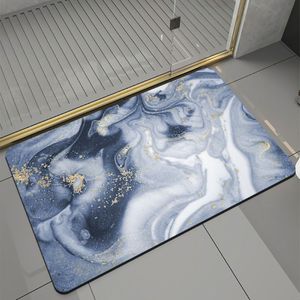 Badematte rutschfest saugfähig Badvorleger Badezimmerteppich Grau-Blau-004 50x80