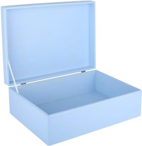 Creative Deco XL Blau Große Holzkiste Aufbewahrungsbox Spielzeug | 40 x 30 x 14 cm (+/- 1 cm) | Mit Deckel zum Dekorieren Aufbewahren | Ohne Griffe | Perfekt für Dokumente, Wertsachen und Werkzeuge
