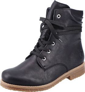 Rieker Damen Stiefelette Schnürboot flach Reißverschluss 73514, Größe:42 EU, Farbe:Schwarz