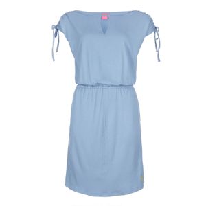 Salzhaut Damen Sommerkleid Gufi - Freizeitkleid Sommerkleid mit Raffung und Print in Ice Blue Größe XL